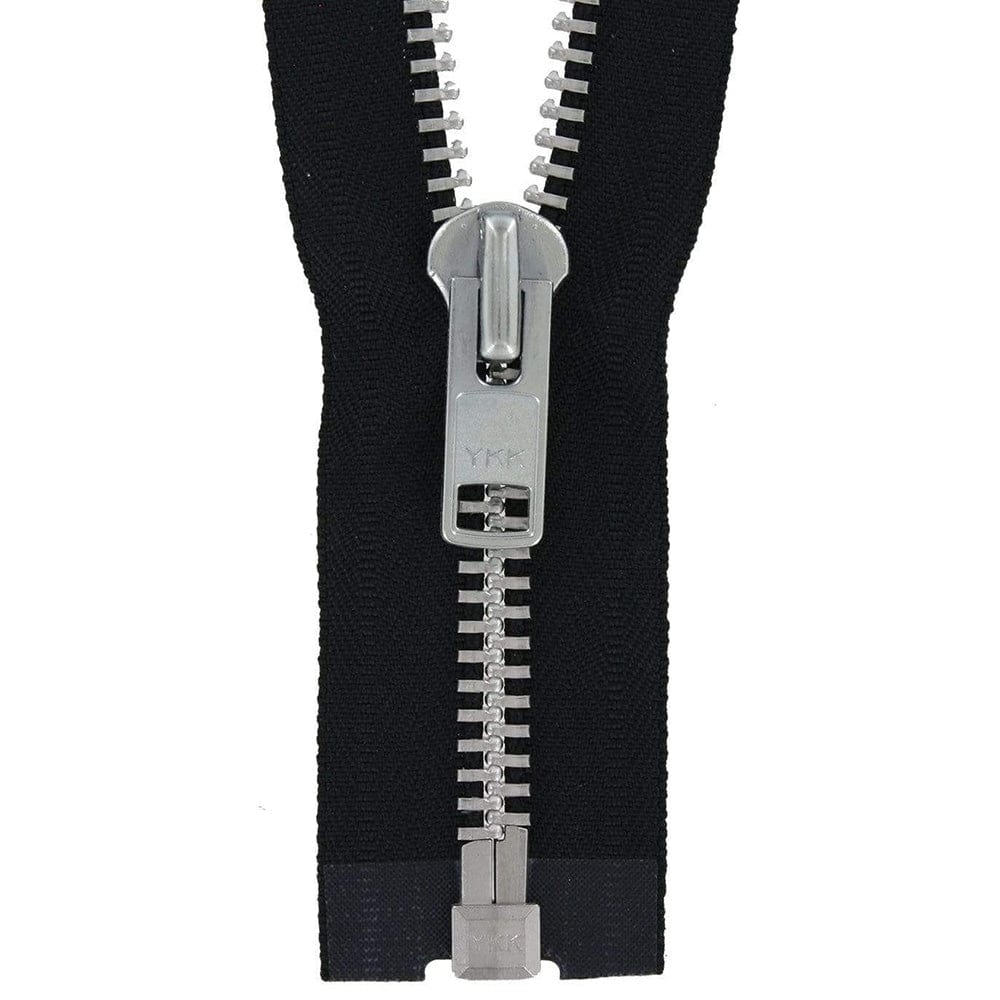 #10 Metal, Black, 28 YKK Separating Jacket Zipper with Aluminum Teeth, #9JK-28-BLK-N