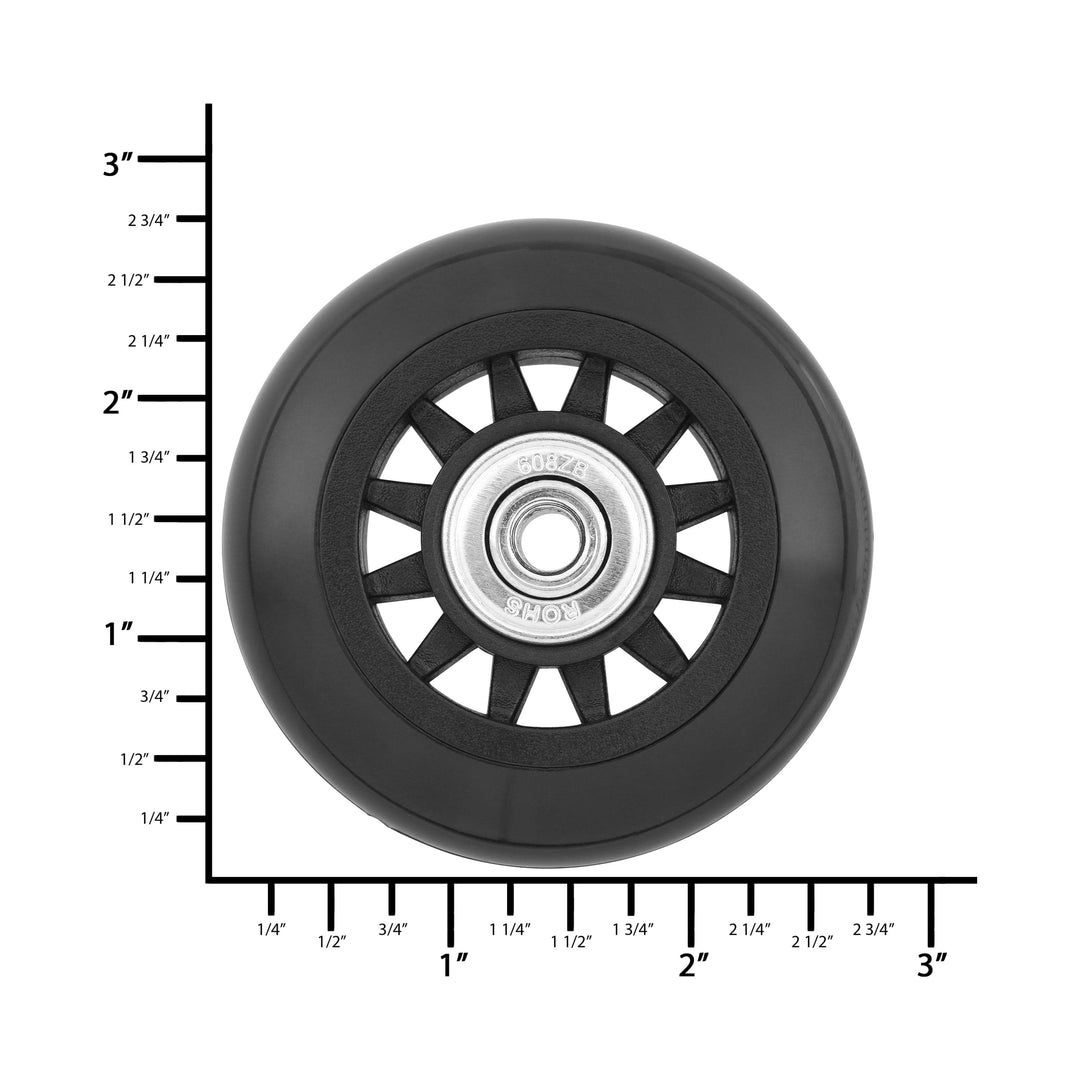 Ohio Travel Bag Wheels & Feet 68mm Black, Luggage Wheel with Flat Bearing, Plastic, #L-3799 L-3799