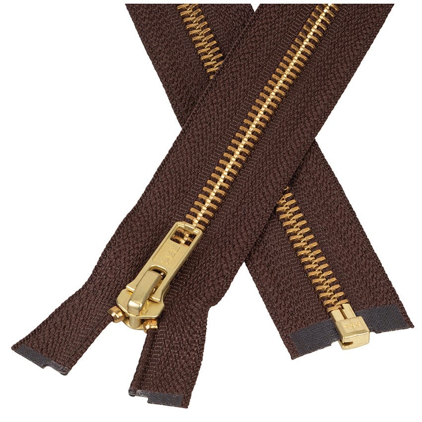 Ohio Travel Bag Zippers #5 Metal, Brown, 24" YKK Separating Jacket Zipper with Brass Teeth, #6JK-24-BRO 6JK-24-BRO