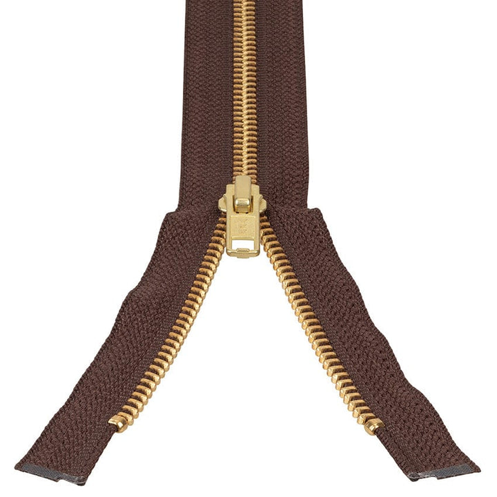Ohio Travel Bag Zippers #5 Metal, Brown, 36" YKK Separating Jacket Zipper with Brass Teeth, #6JK-36-BRO 6JK-36-BRO