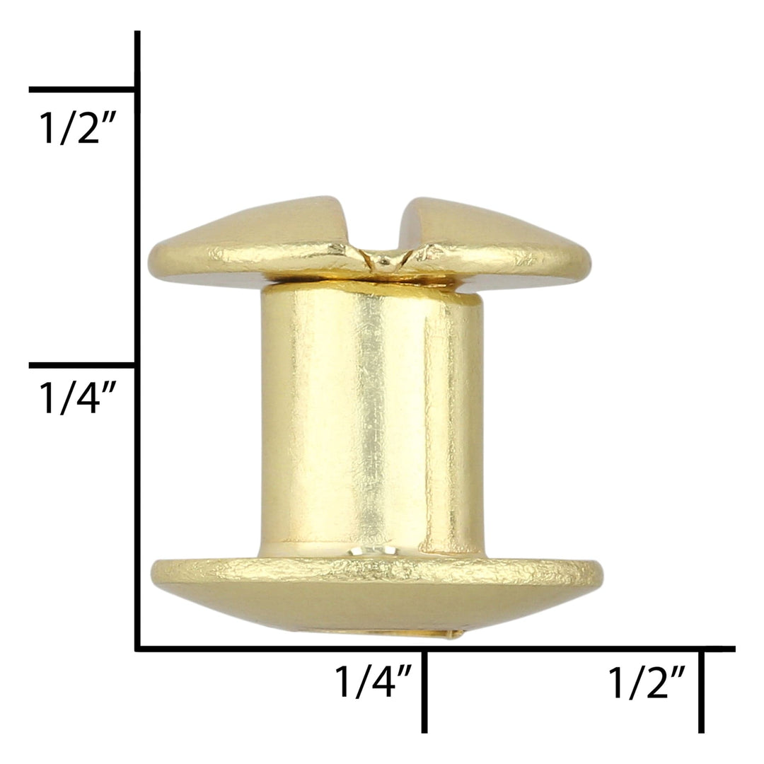 Ohio Travel Bag 1/4" Brass, Open Hole Chicago Screw, Solid Brass, #L-156OH-1-4-BP L-156OH-1-4-BP