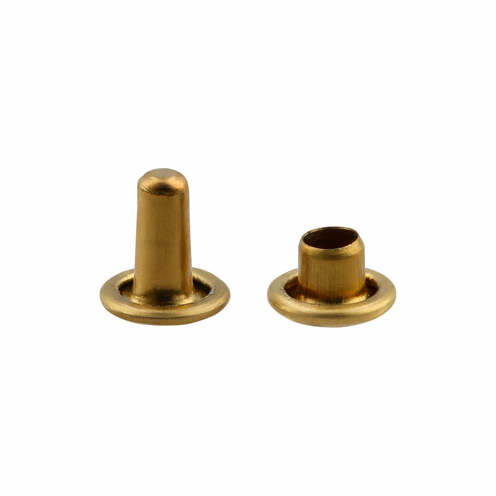 Buckleguy Double Cap Rivet, Antique Brass, Solid Brass-LL (100 Sets per Bag), Multiple Sizes