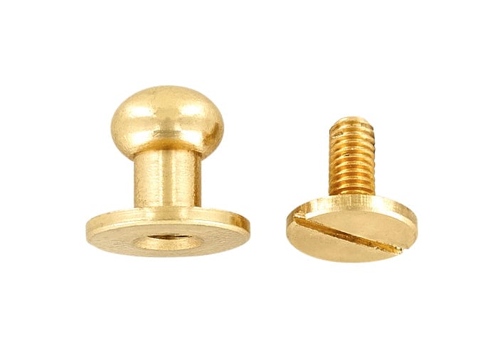 Ohio Travel Bag Adornments 10mm, Brass, Round Top Collar Button Stud with Screw, Solid Brass - PK5, #P-2509-SB P-2509-SB