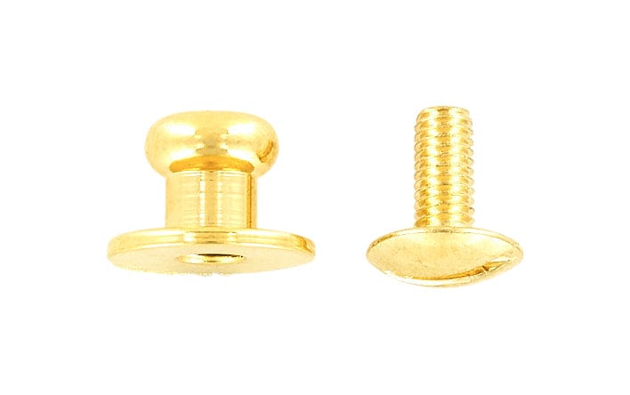 Ohio Travel Bag Adornments 10mm, Shiny Gold, Flat Top Collar Button Stud with Screw, Solid Brass - PK5, #P-287-SM-GOLD P-287-SM-GOLD