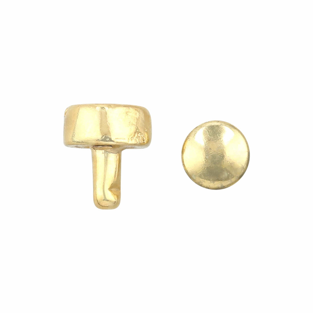 Ohio Travel Bag Adornments 6.3mm Shiny Gold, Stud with Cap, Steel-PK5, #P-2850-GOLD P-2850-GOLD