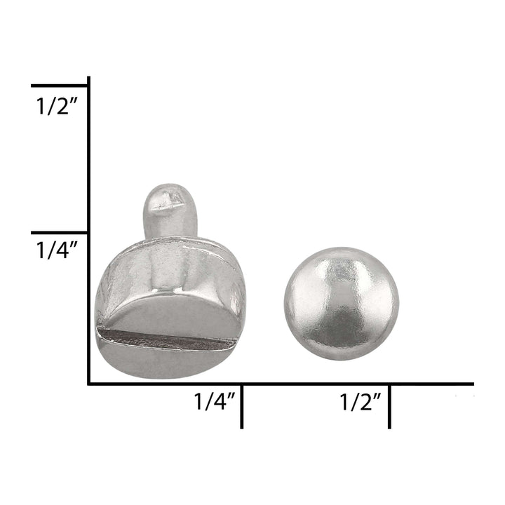 Ohio Travel Bag Adornments 6.3mm Shiny Nickel, Stud with Cap, Steel, #P-2850-NIC P-2850-NIC