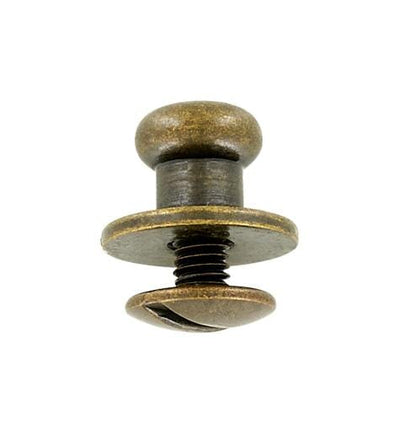 Ohio Travel Bag Adornments 7mm Antique Brass, Collar Button w/Screw, Solid Brass, #P-287-SM-ANTB P-287-SM-ANTB