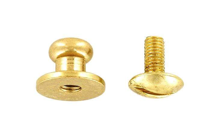 Ohio Travel Bag Adornments 7mm Brass, Collar Button w/Screw, Solid Brass, #P-287-SM-SB P-287-SM-SB