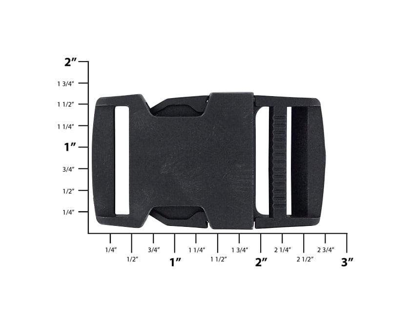 Ohio Travel Bag Buckles 1 1/4" Black, Side Squeeze Buckle, Plastic, #SS-1-1-4 SS-1-1-4