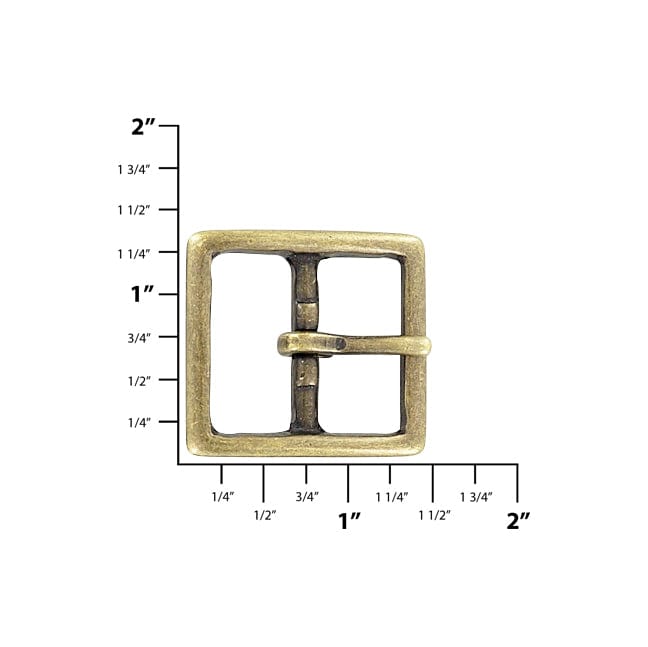 Ohio Travel Bag Buckles 1" Antique Brass, Center Bar Buckle, Solid Brass, #899-1-ANTB 899-1-ANTB