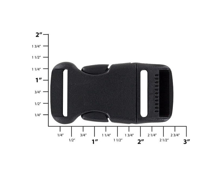 Ohio Travel Bag Buckles 1" Black, Adjustable Side Squeeze Buckle, Plastic, #SS-1 SS-1