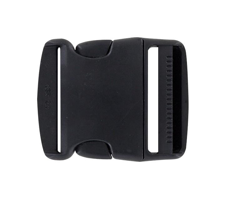 Ohio Travel Bag Buckles 2" Black, Single Adjustable Side Squeeze Buckle, Plastic, #SS-2 SS-2