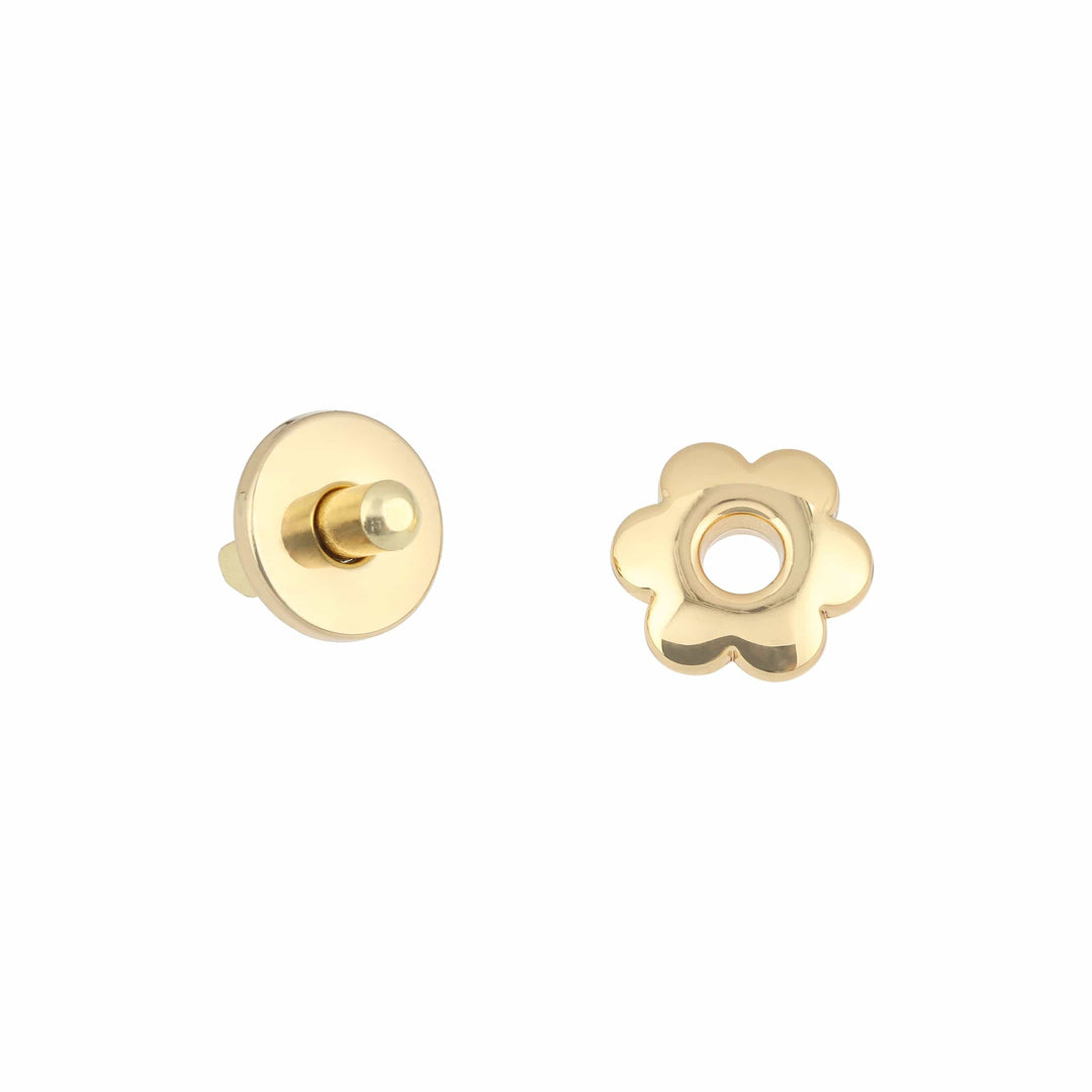 Ohio Travel Bag Fasteners 15mm Shiny Gold, Flower Magnetic Snap, Steel, #P-2649-GOLD P-2649-GOLD