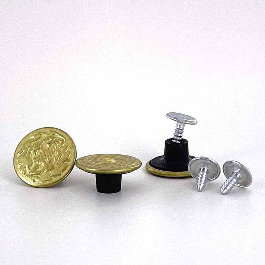 Ohio Travel Bag Fasteners 17mm Brass, Oak Leaf Jean Button & Tack, Solid Brass, #A-325-BRS A-325-BRS