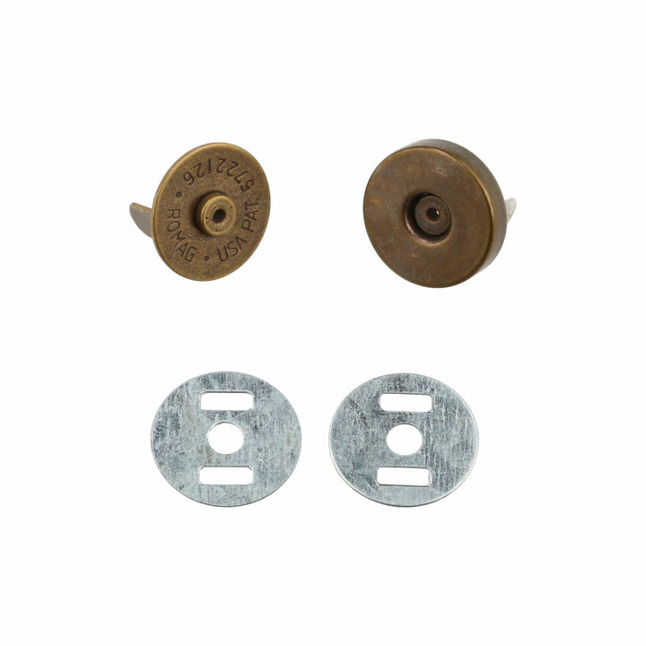 Ohio Travel Bag Fasteners 18mm Antique Brass, Thin Profile Magnetic Snap, Steel, #P-2364-ANTB P-2364-ANTB