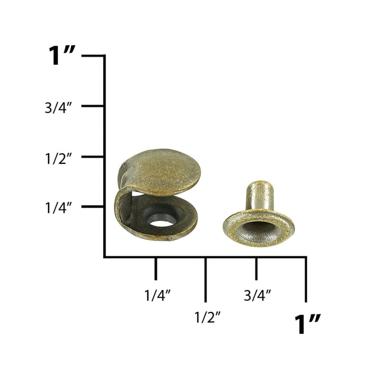 Ohio Travel Bag Fasteners 3/8" Antique Brass, Boot Hook with Rivet, Steel, #A-314-ANTB A-314-ANTB