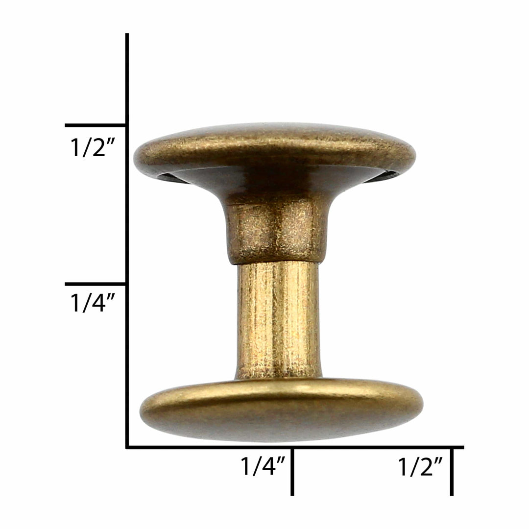 Ohio Travel Bag Fasteners 9mm Antique Brass, Double Cap Jiffy Rivets, Steel, #A-311-ANTB A-311-ANTB