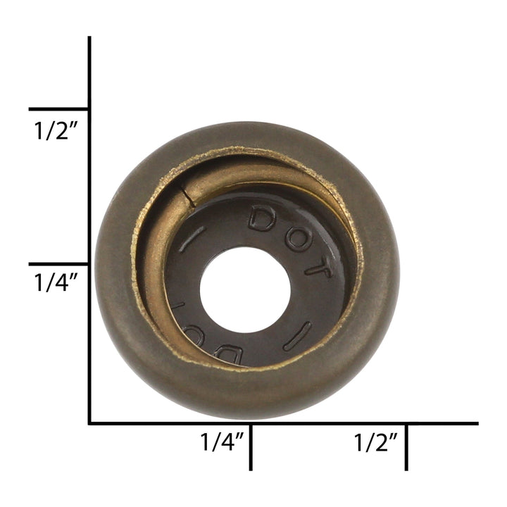 Ohio Travel Bag Fasteners Line 20 Antique Brass, Dot Baby Durable Socket, Solid Brass, #12205-ANTB 12205-ANTB