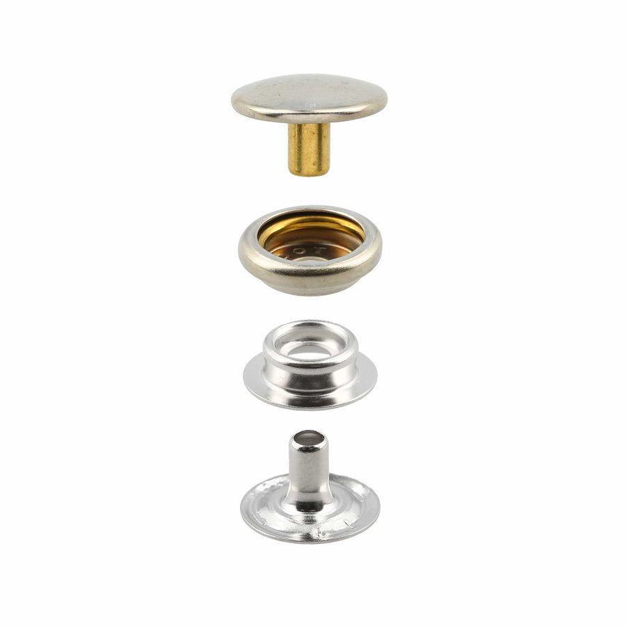 Long Barrel Snap Stud fasteners - Nickel Plated Brass