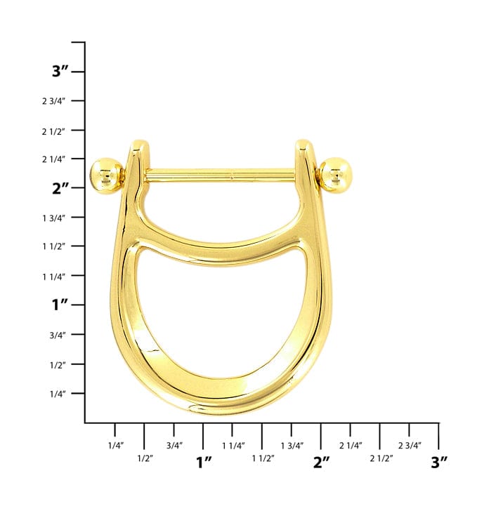 Ohio Travel Bag Handles 1 1/4" Shiny Gold, Horseshoe D Ring with Screw-In Pin, Zinc Alloy, #C-2102-GOLD C-2102-GOLD