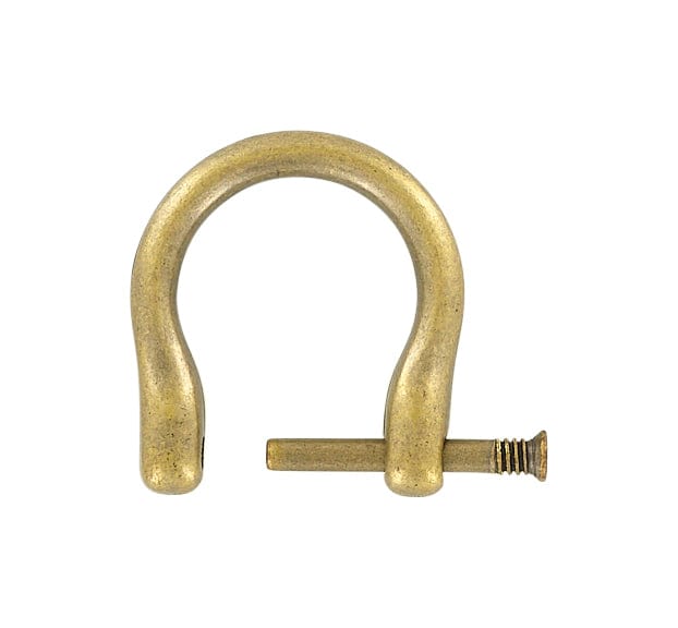 Ohio Travel Bag Handles 3/4" Antique Brass, Horseshoe Ring with Screw-In Pin, Zinc Alloy, #P-2079-ANTB P-2079-ANTB