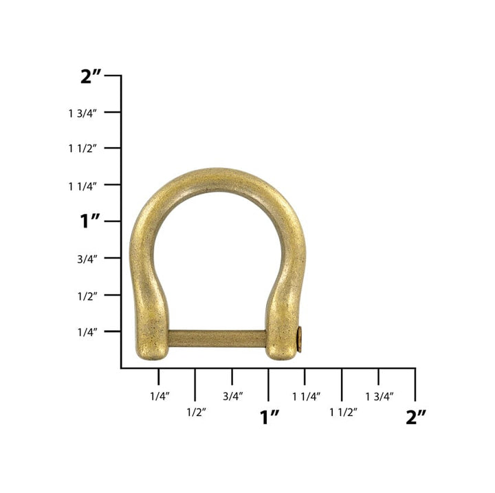 Ohio Travel Bag Handles 3/4" Antique Brass, Horseshoe Ring with Screw-In Pin, Zinc Alloy, #P-2079-ANTB P-2079-ANTB
