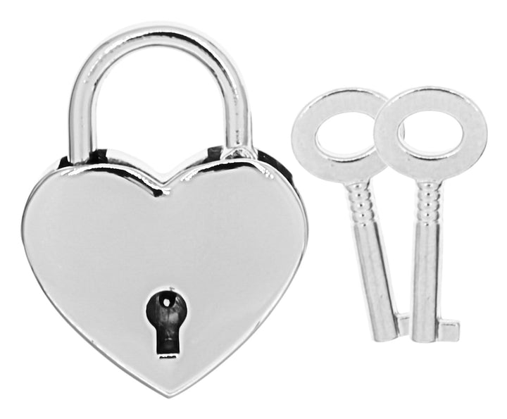 Ohio Travel Bag Locks & Closures 1-3/16" Nickel, Heart Padlock With 2 Keys, Zine Alloy, #L-3380-NIC L-3380-NIC