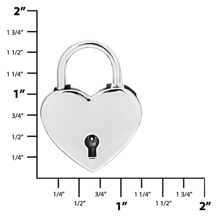 Ohio Travel Bag Locks & Closures 1-3/16" Nickel, Heart Padlock With 2 Keys, Zine Alloy, #L-3380-NIC L-3380-NIC