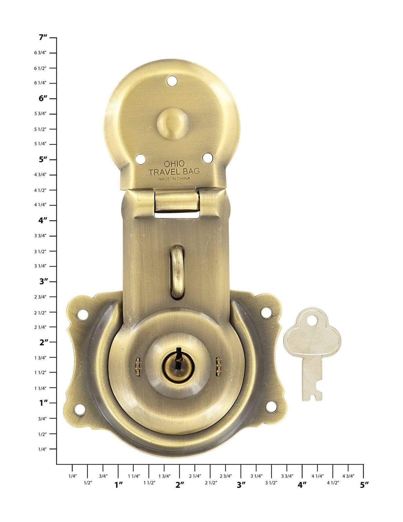 Ohio Travel Bag-Locks & Closures-3 1/2 Brushed Antique Brass, Trunk Lock,  Steel, #G-1-ANTB-$8.00