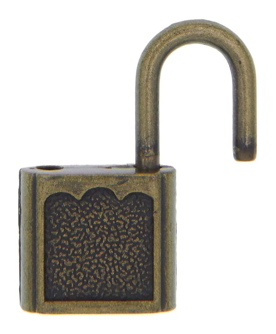 Ohio Travel Bag Locks & Closures 5/8" Antique Brass, Padlock, Zinc Alloy, #L-1514-ANTB L-1514-ANTB