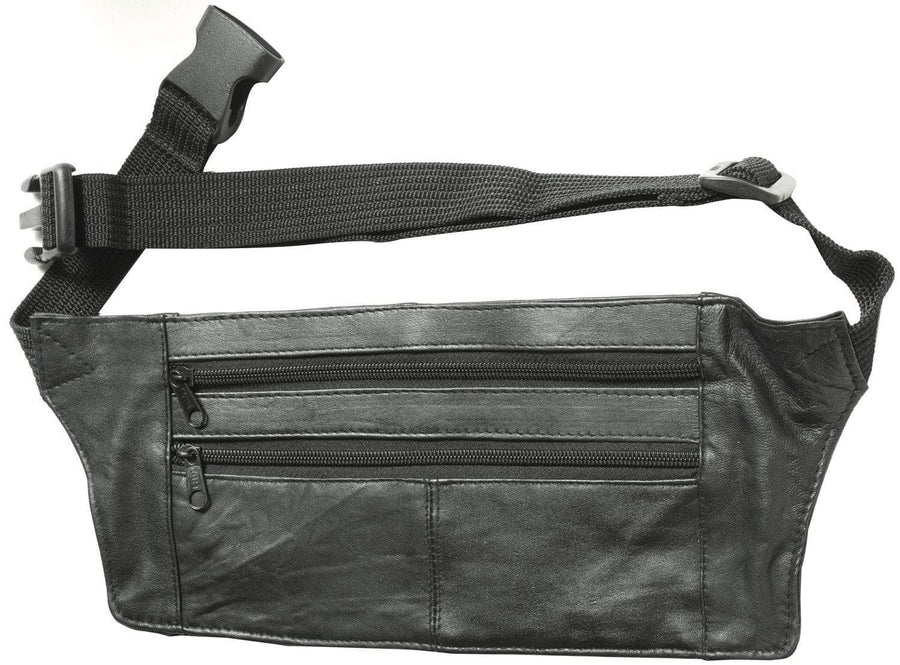 Ohio Travel Bag Novelty & Gift 13 1/2" Black, Slim Fanny Pack, Leather, #M-1655 M-1655