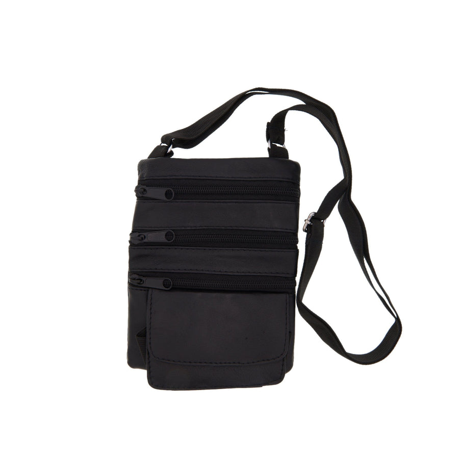 Ohio Travel Bag Novelty & Gift 7 1/4" Black, North-South Organizer Bag, Leather, #M-1654 M-1654