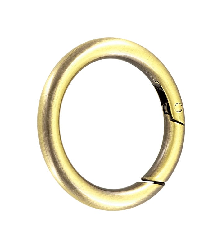 Ohio Travel Bag Rings & Slides 1 1/2" Antique Brass, Spring Gate Round Ring, Zinc Alloy, #P-2526-ANTB P-2526-ANTB