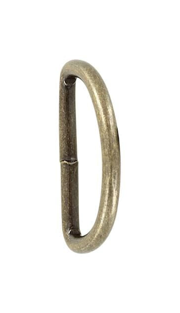 Ohio Travel Bag Rings & Slides 1 1/2" Antique Brass, Welded D Ring, Steel, #P-2071-ANTB P-2071-ANTB