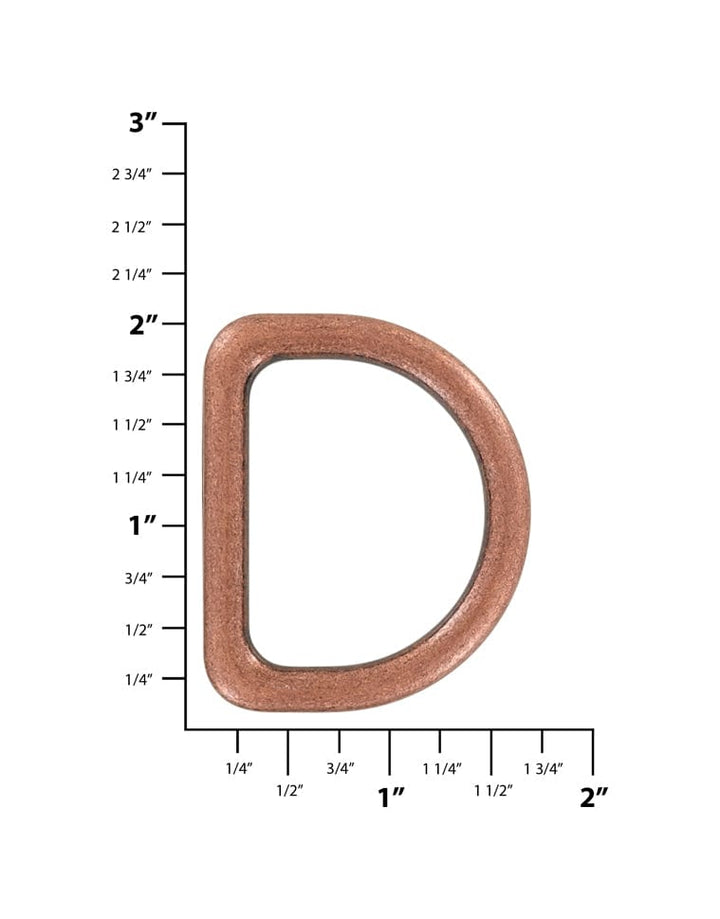 Ohio Travel Bag Rings & Slides 1 1/2" Antique Copper, Cast D-Ring, Zinc Alloy, #D-403-ANTC D-403-ANTC