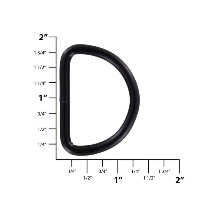 Ohio Travel Bag Rings & Slides 1 1/2" Black, Welded D Ring, Steel, #P-2071-BLK P-2071-BLK