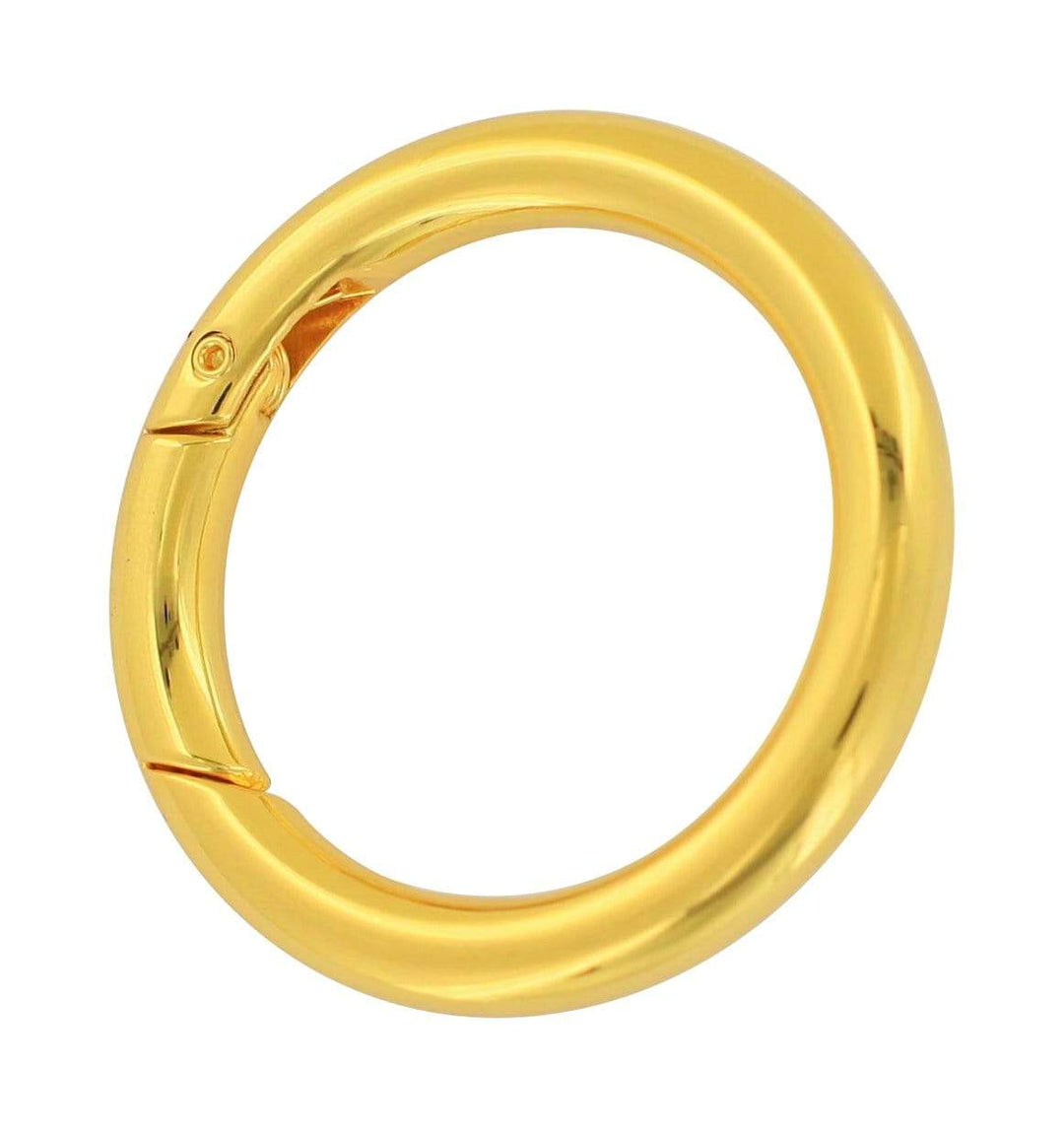 Ohio Travel Bag Rings & Slides 1 1/2" Gold, Spring Gate Round Ring, Zinc Alloy, #P-2526-GOLD P-2526-GOLD