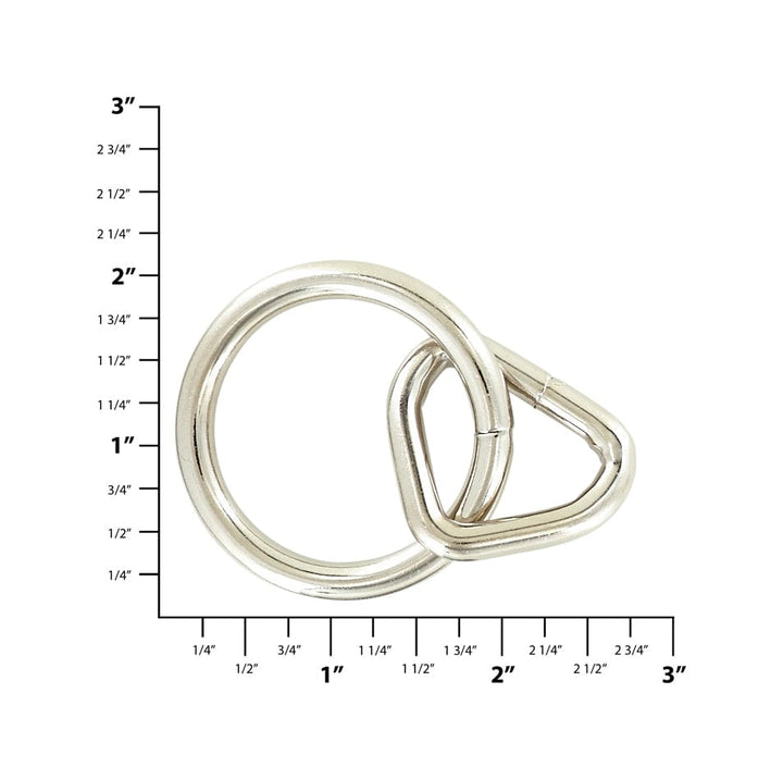 Ohio Travel Bag Rings & Slides 1 1/2" Nickel, Loop & Ring, Steel, #L-2377 L-2377