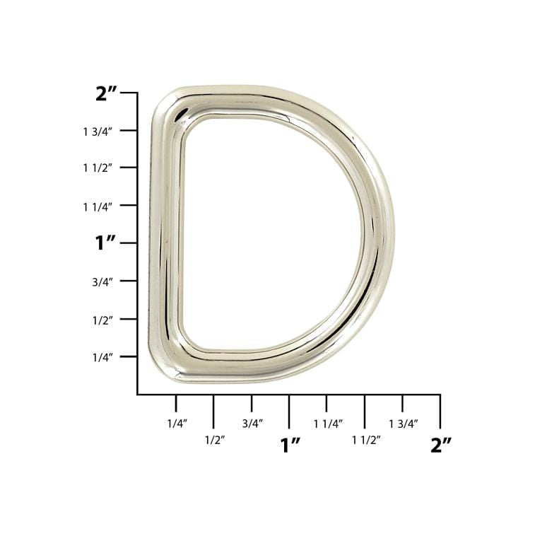 Ohio Travel Bag Rings & Slides 1 1/2" Nickel, Solid D Ring, Zinc Alloy, #D-403-NIC D-403-NIC