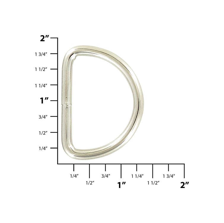 Ohio Travel Bag Rings & Slides 1 1/2" Nickel, Welded D Ring, Steel, #P-2071-NP P-2071-NP