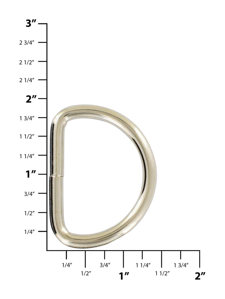 Ohio Travel Bag Rings & Slides 1 1/2" Nickel, Welded D Ring, Steel, #P-2117-NP P-2117-NP