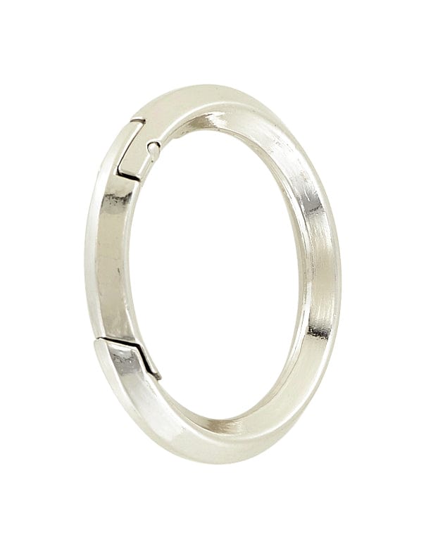 Ohio Travel Bag Rings & Slides 1 1/2" Shiny Nickel, Beveled Round Ring with Spring Gate, Zinc Alloy, #P-2883-NIC P-2883-NIC