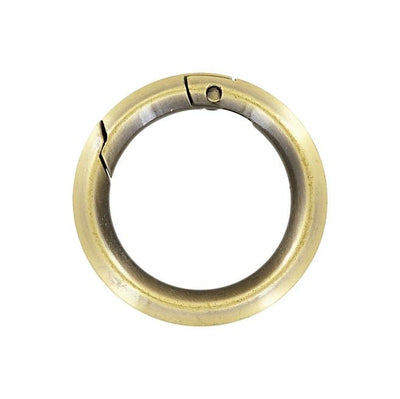 Ohio Travel Bag Rings & Slides 1 1/4" Antique Brass, Spring Gate Beveled Ring, Zinc Alloy, #P-2881-ANTB P-2881-ANTB