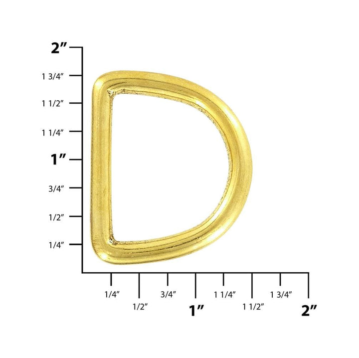 Ohio Travel Bag Rings & Slides 1 1/4" Brass, Cast D-Ring, Solid Brass, #P-1339 P-1339