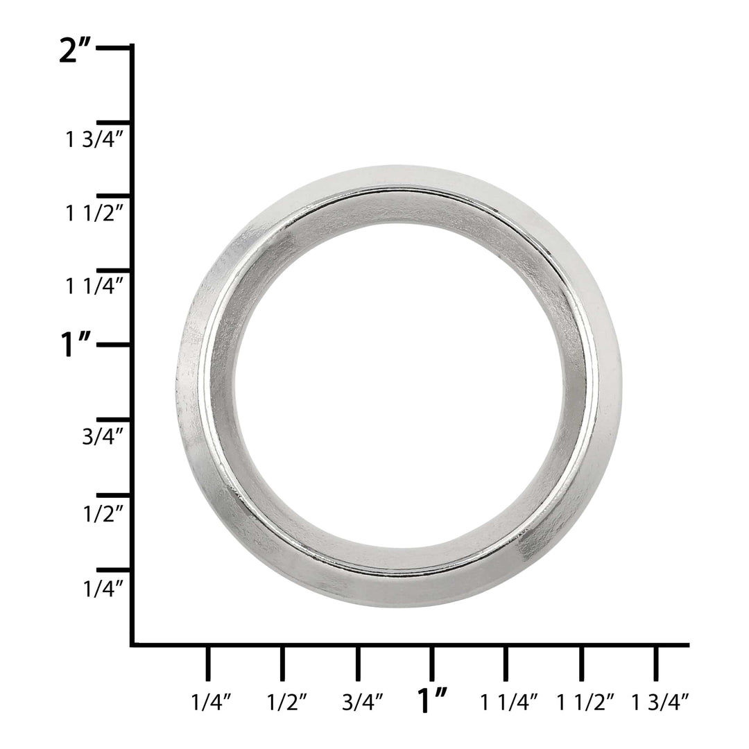 Ohio Travel Bag Rings & Slides 1 1/4" Nickel, Beveled Round Ring, Zinc Alloy, #P-2878-NIC P-2878-NIC