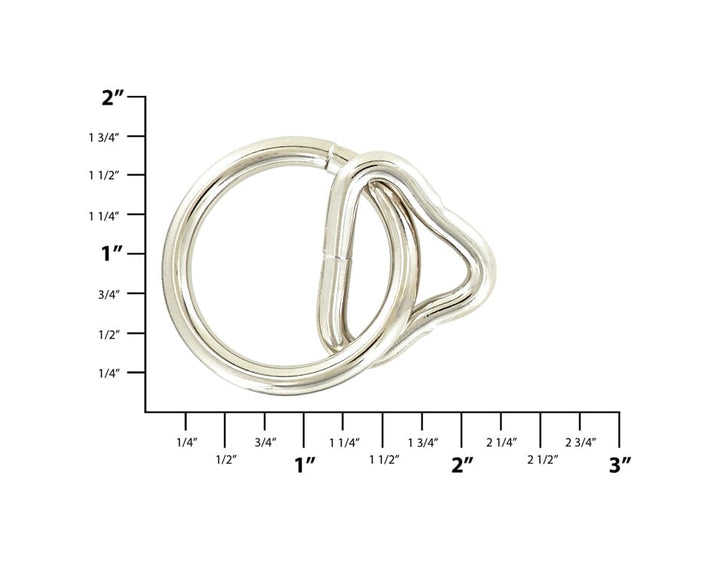 Ohio Travel Bag Rings & Slides 1 1/4" Nickel, Loop & Ring, Steel, #L-2468 L-2468