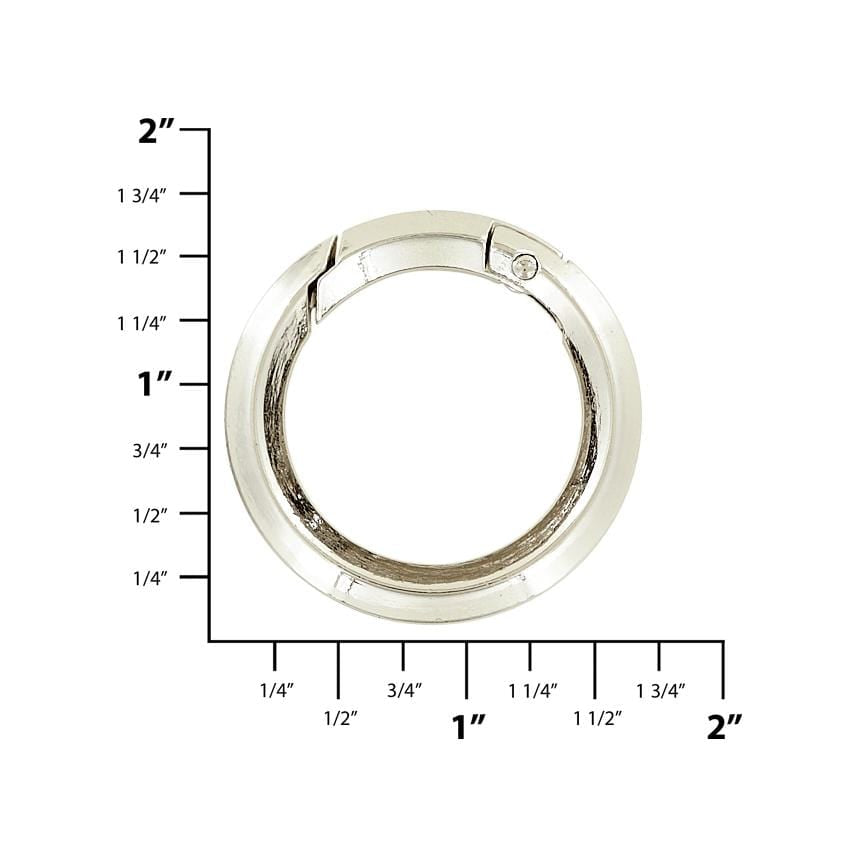 Ohio Travel Bag Rings & Slides 1 1/4" Nickel, Spring Gate Beveled Ring, Zinc Alloy, #P-2881-NIC P-2881-NIC