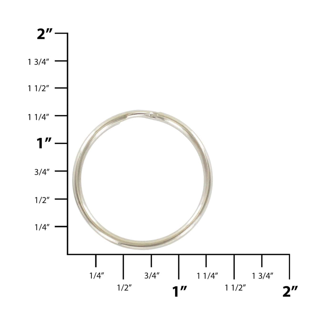 Ohio Travel Bag Rings & Slides 1 1/8" Nickel, Split Key Ring, Steel, #L-199-1-1-8N L-199-1-1-8N