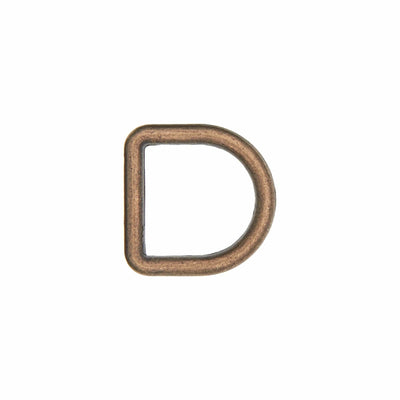 Ohio Travel Bag Rings & Slides 1/2" Antique Brass, Cast D-Ring, Zinc Alloy, #D-301-ANTB D-301-ANTB