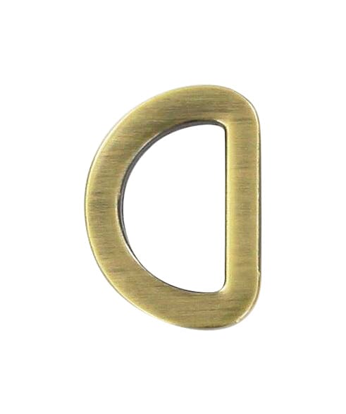 Ohio Travel Bag Rings & Slides 1/2" Antique Brass, Flat Cast D Ring, Zinc Alloy-PK5, #P-2564-ANTB P-2564-ANTB